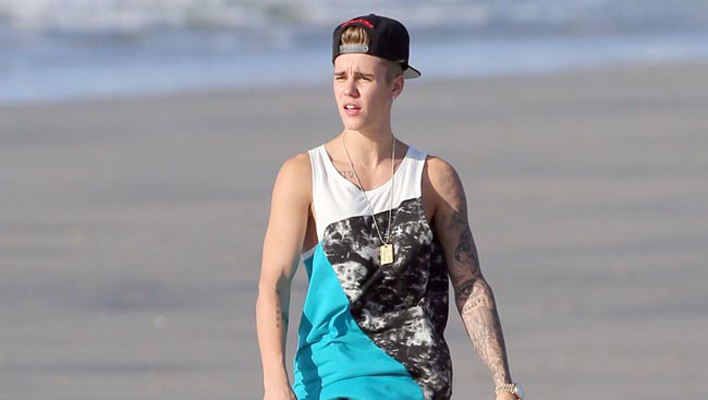Justin Bieber in London:  Oberkörperfrei und feucht