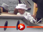 Queen Elizabeth II. im Boot auf der Spree