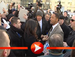 Will Smith und Rosario Dawson zwischen Fans