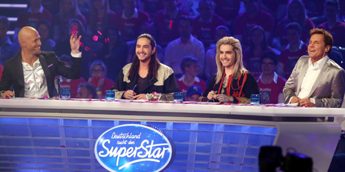 Mateo, Bill Kaulitz, Tom Kaulitz, Dieter Bohlen (Foto: RTL/ Stefan Gregorowius)