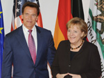 Arnold Schwarzenegger: Sorgt für gute Laune bei Angela Merkel
